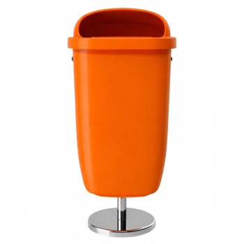 Урна уличная на стойке 50 л, оранжевая, пластиковая, 440x390x930 мм