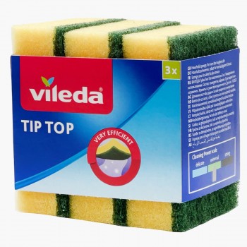 Губки для мытья посуды Vileda Tip Top 7х9 см, абразивные, 3 шт