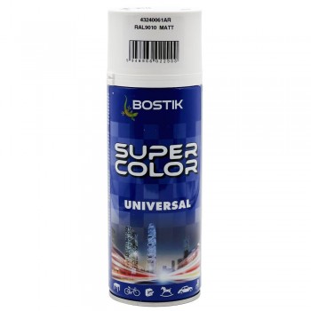 Эмаль аэрозольная BOSTIK Super Color UNIVERSAL белая матовая 400 мл
