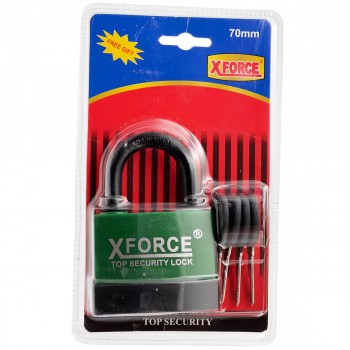 Lacăt X FORCE 70 mm impermeabil, cu acoperire cauciucată