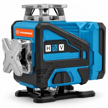 Лазерный уровень Hammer SDR-HDX-TD4D, 4D, 16 линий, зелёный луч, 2 аккумулятора 4,5 Ач