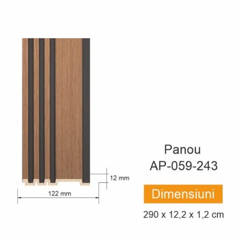 Panou de perete decorativ DECOLUX AP 059-243, duropolimer HDPS, 2900x122x12 mm, montaj pe adeziv