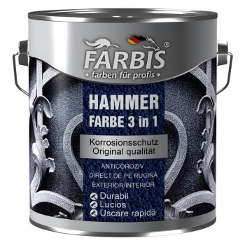 Краска молотковая Farbis 3 в 1 Patern Black, 2.5 л, для металла