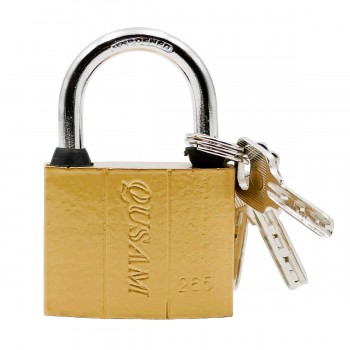 Замок навесной QUSAM 75 мм, 3 ключа, дужка с резиновым кольцом, латунный