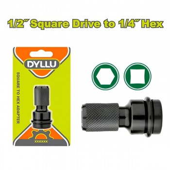 Переходник для бит DYLLU квадрат 1/2" на шестигранник 1/4", 50 мм DTSV7K01