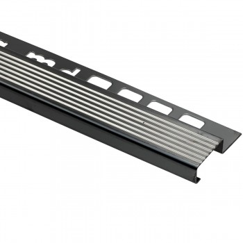 Profil pentru gresie din oțel inoxidabil pentru trepte SS-S2 DEKORA 25x10 mm, 2.5 m, Negru lucios
