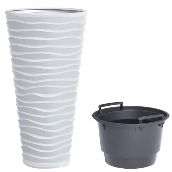 Горшок для цветов Prosperplast Donica Sand Slim диам. 346 мм, выс. 619 мм, 37 л, белый DPSA350-S449
