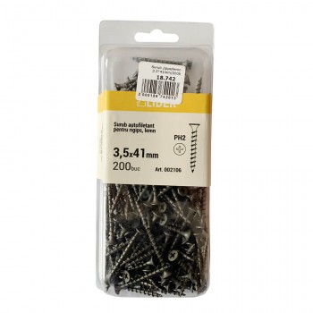 Șurub pentru lemn și gips-carton Lider 3.5x41 mm 200 bucăți (Art. 002106)