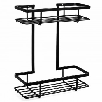 Etajeră dublă pentru baie HOLA, din oțel inoxidabil, neagră, 255 x 105 x 320 mm (Art. 0430377)