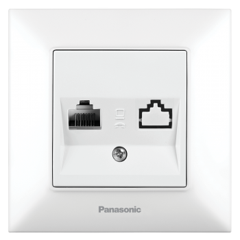 Priză pentru telefon Panasonic Arkedia Slim instalare ascunsă albă WNTC0402-2WH