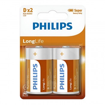 Батареи Philips R14/ D LONGLIFE 1.5 В (2 штуки)