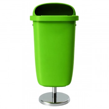 Урна уличная на стойке 50 л, зеленая, пластиковая, 440x390x930 мм