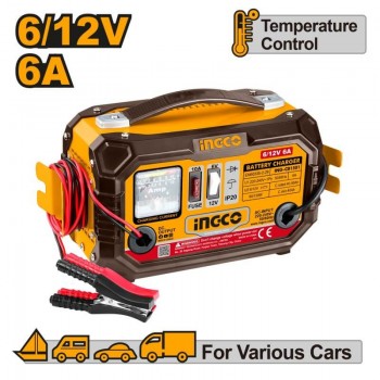 Автомобильное зарядное устройство INGCO ING-CB1501, 6/12В, 6А