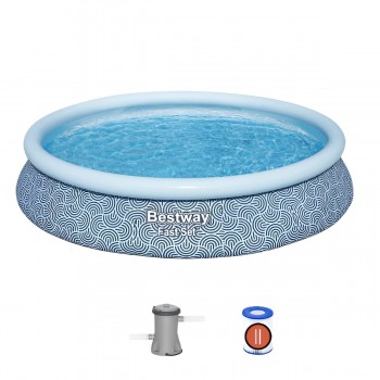 Надувной бассейн Bestway Fast Set круглый, 396 х 84 см, 7340 л, с фильтр-насосом для дачи