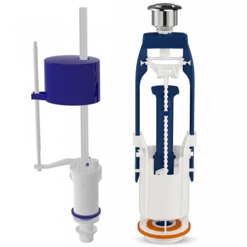 Mecanism pentru rezervor WC Nova, alimentare inferioară 1/2", evacuare dublă, buton cromat (art. 4113)