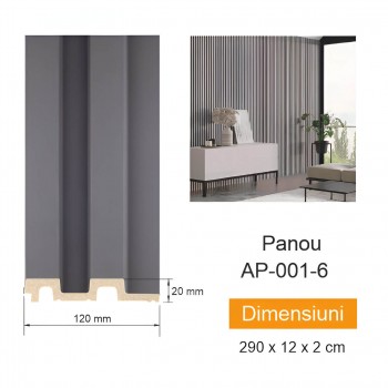 Panou de perete din HDPS DECOLUX АP 001-6 Gri grafit, 2900x120 mm, 20 mm
