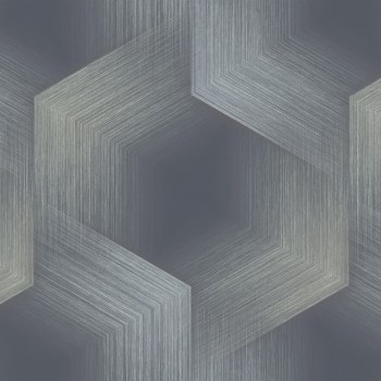 Виниловые обои на флизелиновой основе Wallsecret Comfort Hudson 9083-25, синие, геометрия, горячее тиснение, супермоющиеся, 1,06х10,05 м