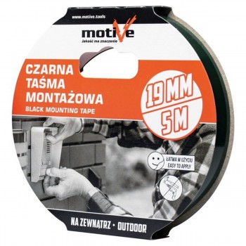 Banda dublu adeziva din spuma Motive 19 mm x 5 m, neagra (Art. 020176)