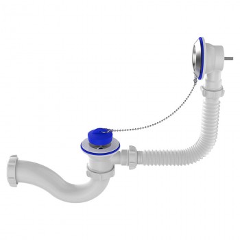 Сифон для ванны Aquant 1 1/2" х 40 мм прямоточный, с пластиковой решеткой и переливом (V100-45)