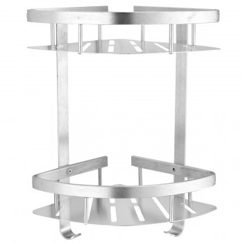 Полка для ванной угловая 2-ярусная, из нержавеющей стали, толщина 5 мм