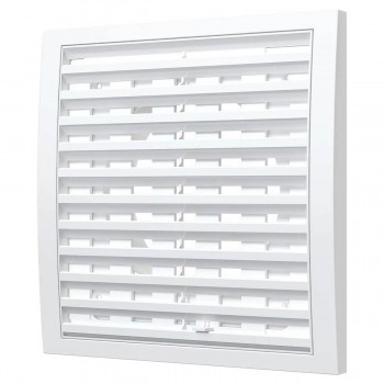 Grilă de ventilație reglabilă ERA RRPF 200x200 mm, cu flanșă d.125 mm, albă (2020RRP12,5F)