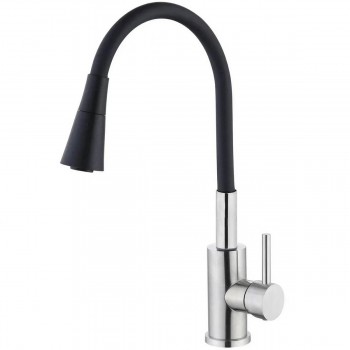 Baterie pentru bucătărie AquaFix 821 cu pipă flexibilă, din inox, neagră