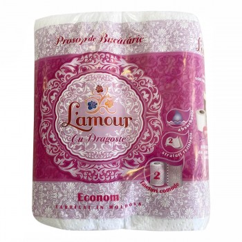 Prosop din hârtie pentru bucătărie LAMOUR dublu strat 2 rulouri