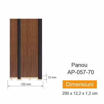 Panou de perete decorativ DECOLUX AP 057-70, duropolimer HDPS, 2900x122x12 mm, montaj pe adeziv