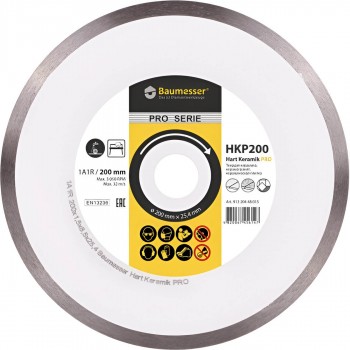 Disc diamantat Baumesser Hart Keramik PRO 1A1R 200 x 1,5 x 25,4 mm pentru ceramică și gresie porțelanată