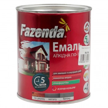 Email alchidic PF-115 FAZENDA, roșu, 0,9 kg, pentru lemn, metal și beton, rezistent la intemperii