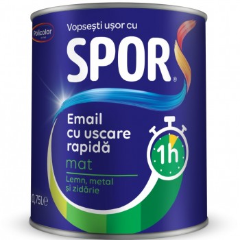 Эмаль матовая быстросохнущая SPOR алкидная, 0.75 л, черный матовый