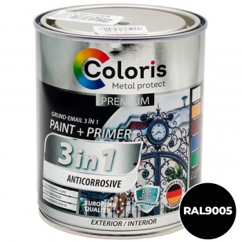 Грунт-эмаль антикоррозионная Coloris Premium 3 в 1, черная RAL9005, 2.7 л