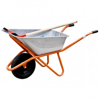 Roabă de construcții Hammer 90 l, cupă zincată 0,8 mm, cadru 1,5 mm, cu o roată, cu lopată