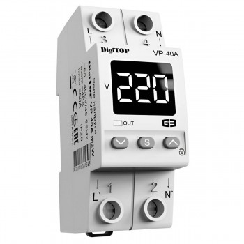 Releu de control tensiune DigiTOP 40 A, 220-240 V, IP20, cu afisaj digital VP40M2W