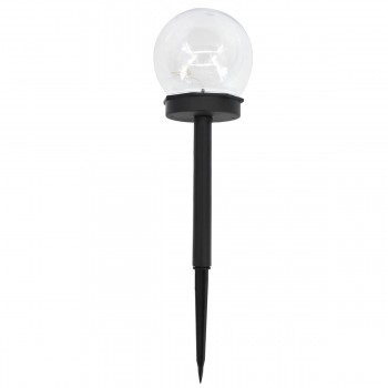 Lampă solară de grădină Volteno Stella glob LED 10 cm, 0,3 W, IP44, pe țăruș, neagră VO2836