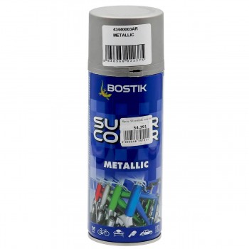 Краска аэрозольная Bostik SUPER COLOR Metallic нержавеющая сталь 400 мл, акриловая эмаль-спрей для металла, дерева и пластика