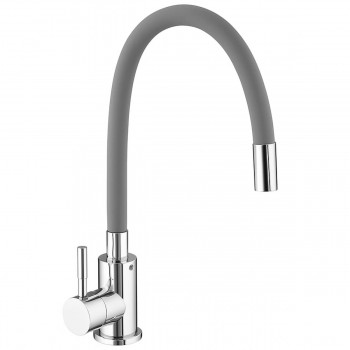 Смеситель для кухни с гибким изливом ZERIX SUS-011 CHROME REFL.GREY однорычажный, хром/серый