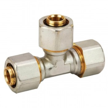 Тройник обжимной Hydro-S PEX-AL-PEX равнопроходной 16х16х16 мм, латунный