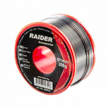 Припой оловянно-свинцовый RAIDER Sn60 Pb40, 1 мм, 200 г (Арт. 209924)