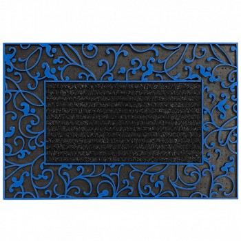 Covoraș de intrare din cauciuc cu inserție textilă Rotaru Inter NATURAL 45x70 cm albastru