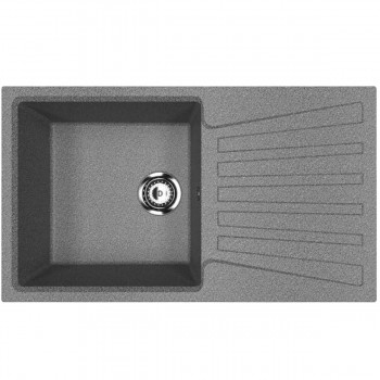 Мойка кухонная Ulgran U-703-309, врезная, 830х480х210 мм, искусственный мрамор, 1 чаша, крыло реверсивное, темно-серая
