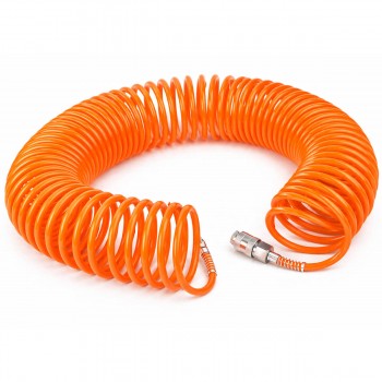 Полиуретановый спиральный шланг с быстросъемными соединениями (6х8 мм; 15 м) Hammer 40958