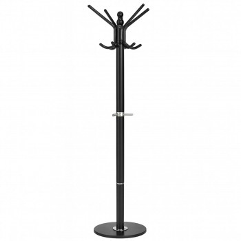 Cuier de podea din lemn cu bază din piatră, negru MLS501