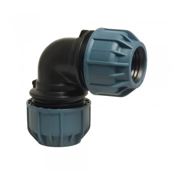 Cot compresiune pentru țevi din polietilenă Elysee 20x20 mm, 90 grade, 10 bar