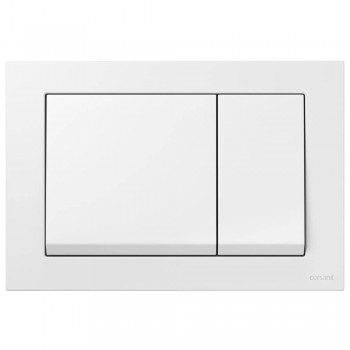 Buton de scurgere Cersanit Enter II White, din plastic, alb lucios, 220x150 mm, cu două moduri, pentru instalații AQUA și SYSTEM (K97-516)