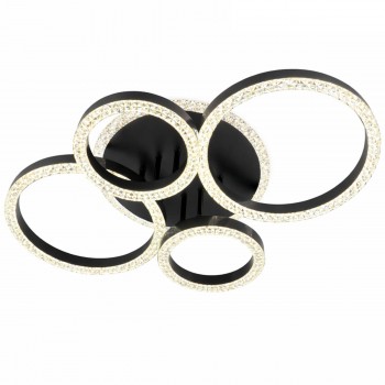 Lustră LED de tavan cu inele 2+2, neagră, 6115Y-2+2 BK