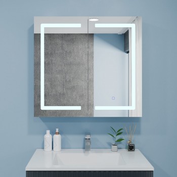 Зеркальный шкаф с подсветкой Bayro Optima LED touch 700х700 мм, белый матовый