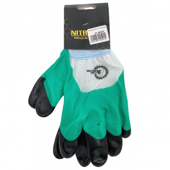 Mănuși de protecție Anlema Abrasives Nitro 07 acoperite cu nitril, verde/negru