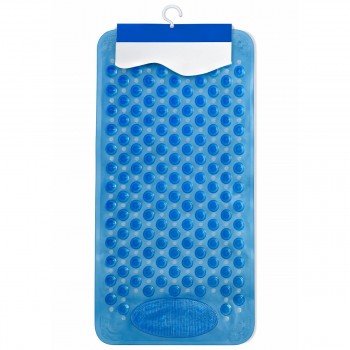 Коврик для ванны противоскользящий 37х70 см, ПВХ, с присосками, синий AT3045