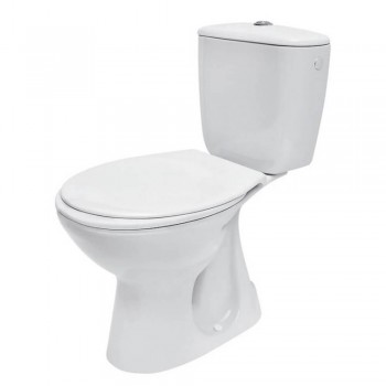 Vas WC compact Cersanit Mito Naxos cu sistem de scurgere dublu 3/6 L, alimentare laterală, evacuare orizontală, cu capac PP